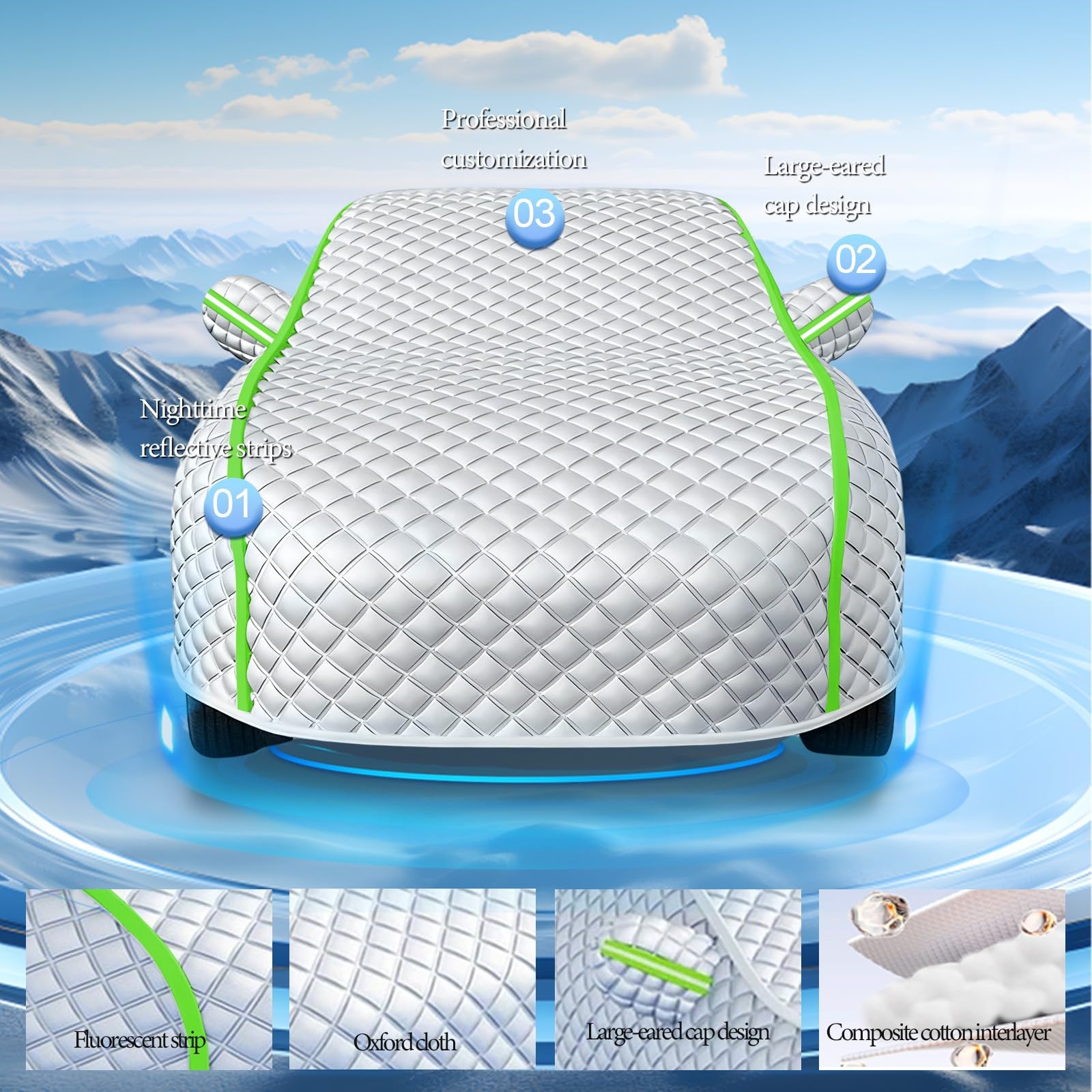 Anti-Granizo Funda Coche para Audi A3 Sedan 2013-2025, Impermeable,Sol,Resistente,Lluvia,Polvo,Transpirable Funda para Coche Exterior de Material Extra Grueso