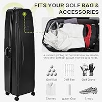 Vista 3 de Funda rígida de viaje de golf con ruedas, diseño de carcasa rígida de PC, impermeable, duradera y de gran capacidad, funda de viaje de golf