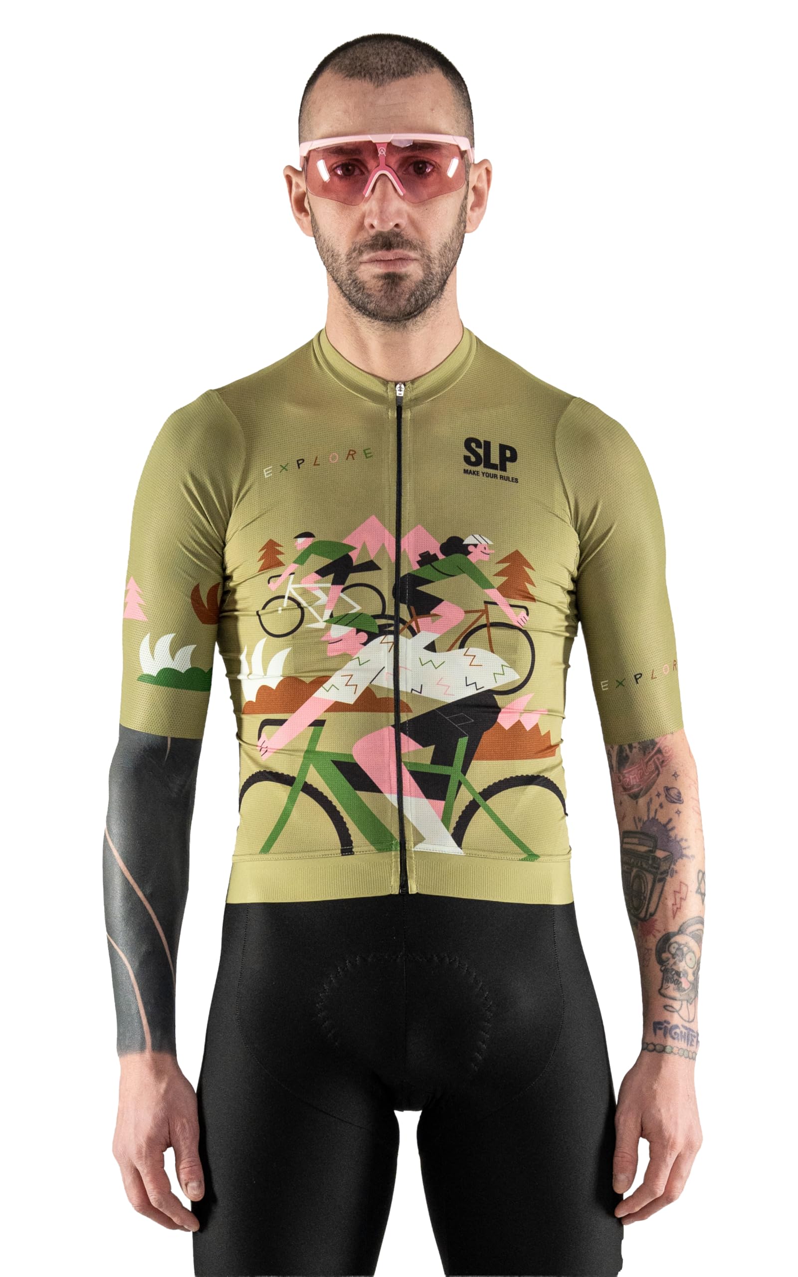 Maglia Manica Corta Estiva da Ciclismo Modello Explore, Leggera, Altamente Traspirante con 3 Tasche Posteriori, Rapid Dry e Taglio Manica al Vivo - Unisex