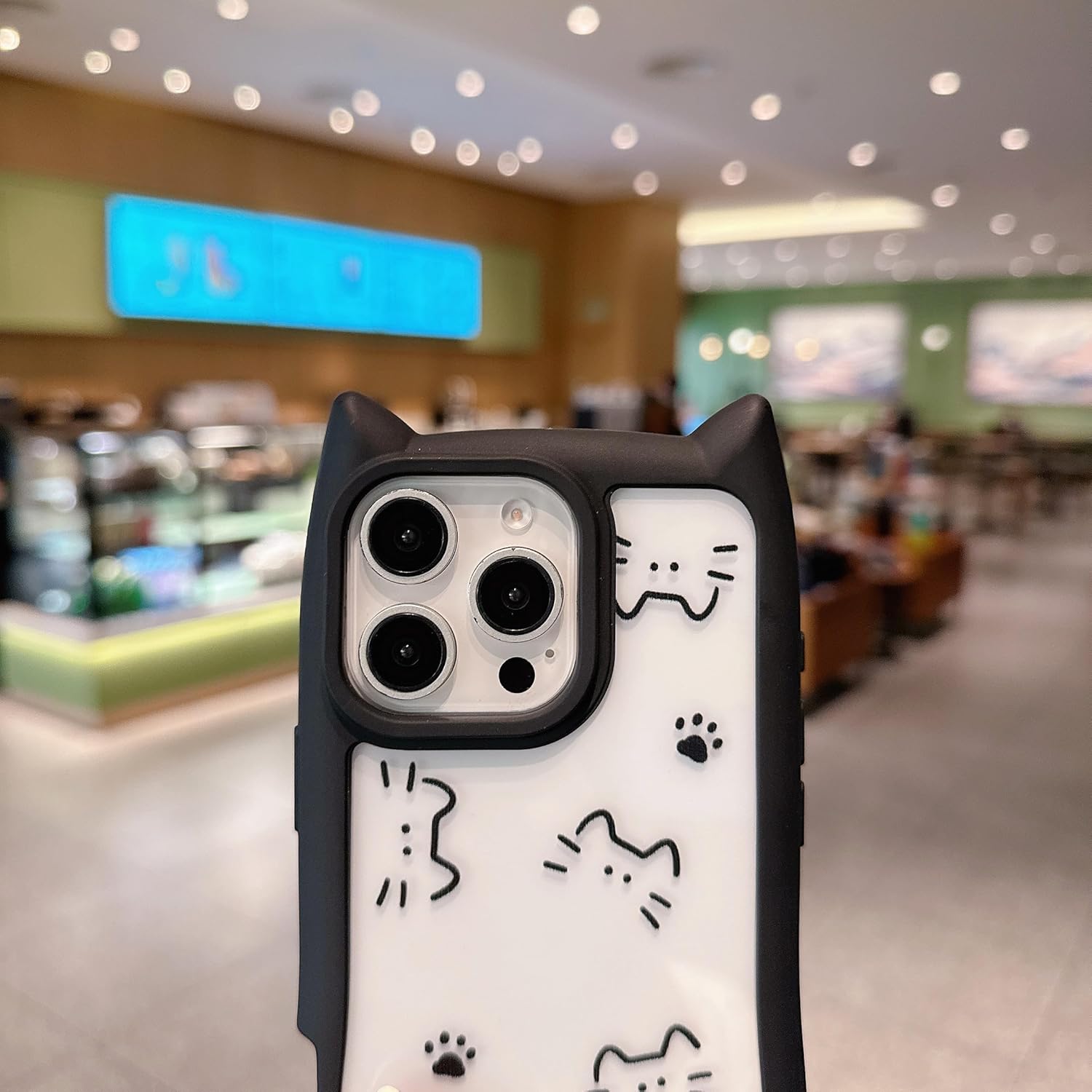 for iPhone 13 Pro Max Case, [Black Cute Cat Ears] [2-in-1 with Kitty Bracelet] Stylish Print, Soft TPU Shockproof, Gift for Women and Girls - Image 4