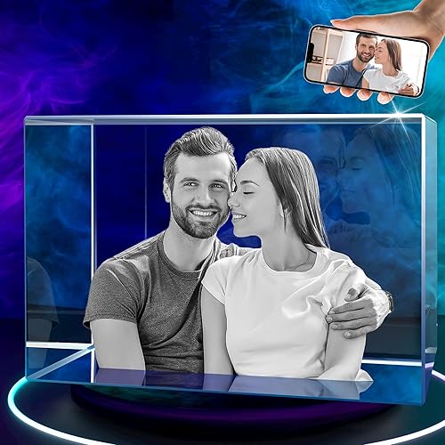 Foto de cristal 3D, regalos personalizados para ella, él, mujeres, hombres, mamá, papá, padre, grabado con láser 3D, regalos de imagen de vidrio