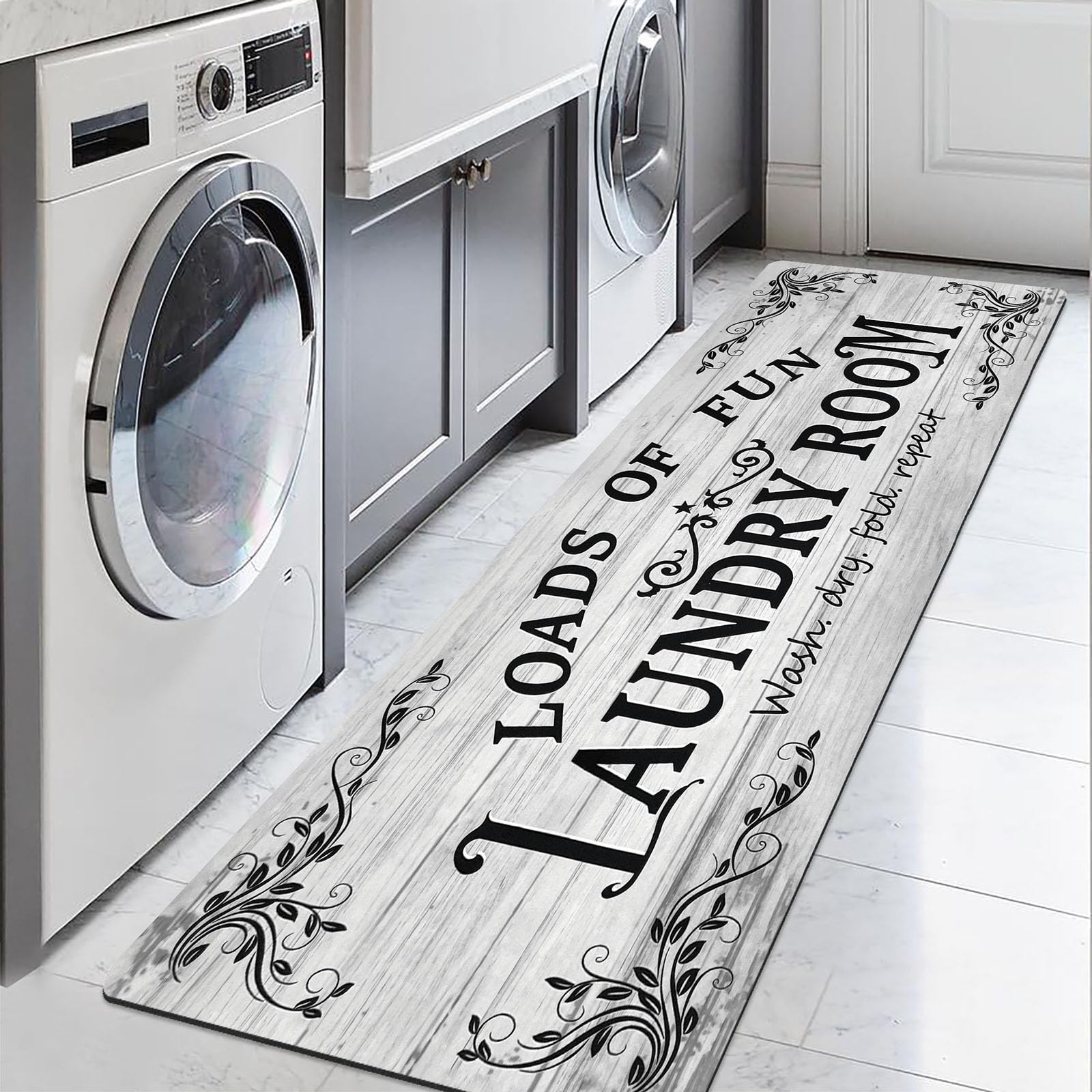 Lansny Laundry Room Rug Runner 24"x72" Non Slip Waterproof Laundry Mats for Laundry Room Decor Washable Floor Farmhouse Laundry Rug for Mudroom
