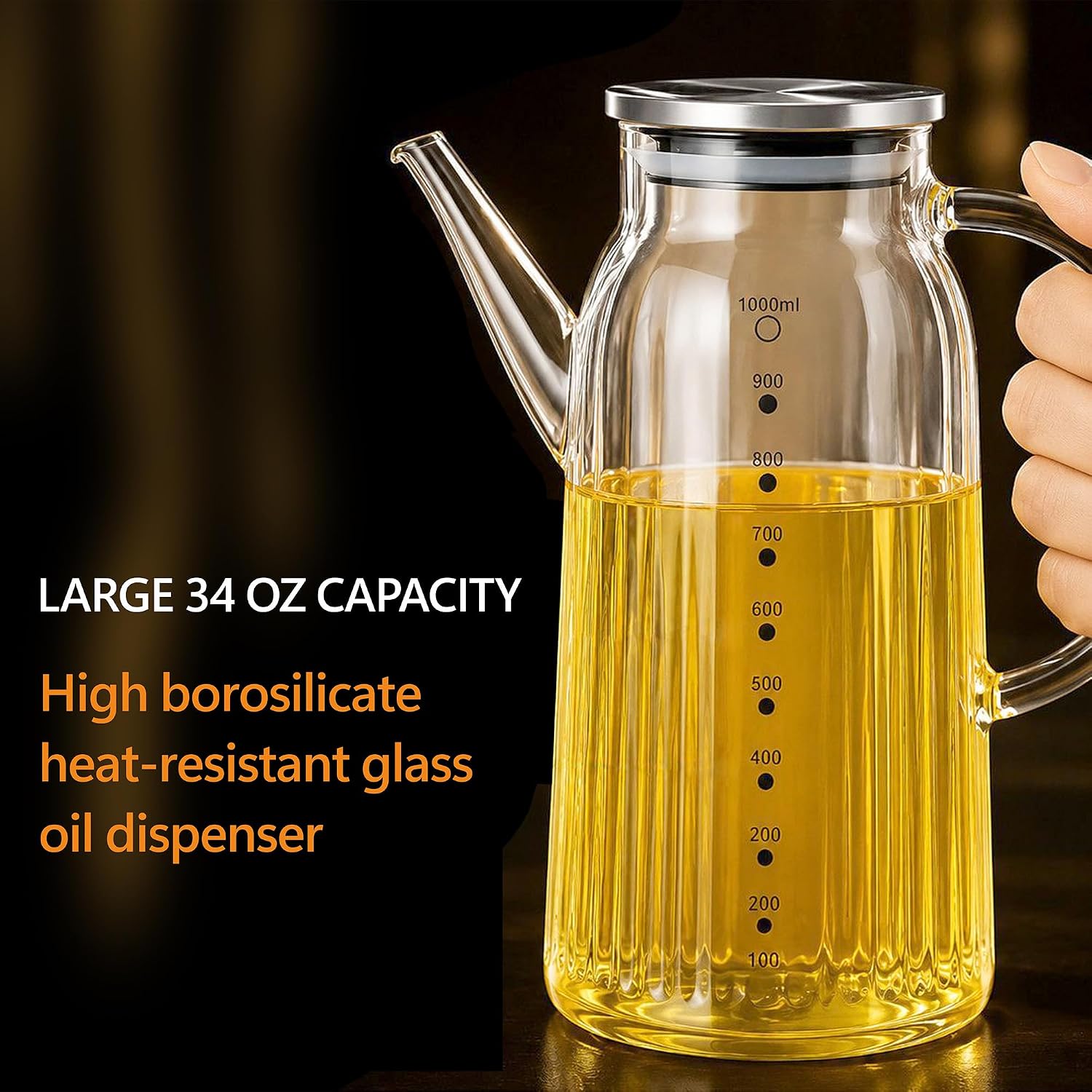 1000ml Glass Olive Oil Vinegar Syrups Bottle Dispenser (34 Oz)