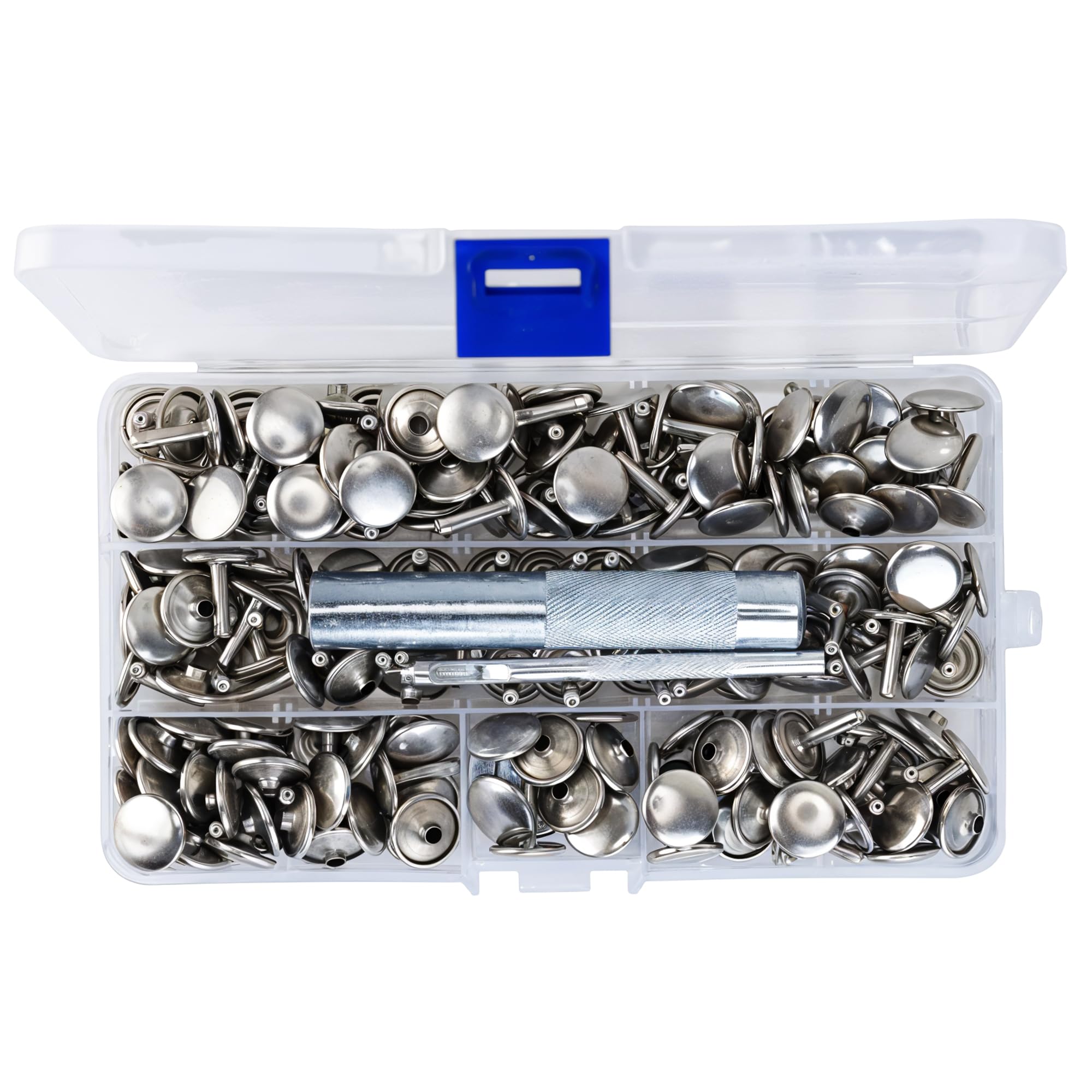 Trimming Shop Set Di 100 Rivetti In Ottone Per Pelle Da 10 Mm Con Attrezzi Di Fissaggio – Punzone E Base Per Fai Da Te, Riparazione Borse E Cinture - 2