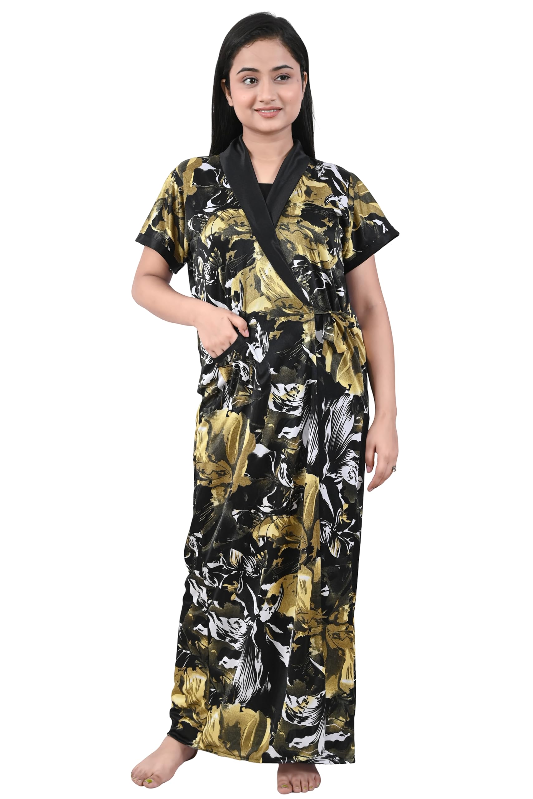 Satin printed House coat nighty-image-8