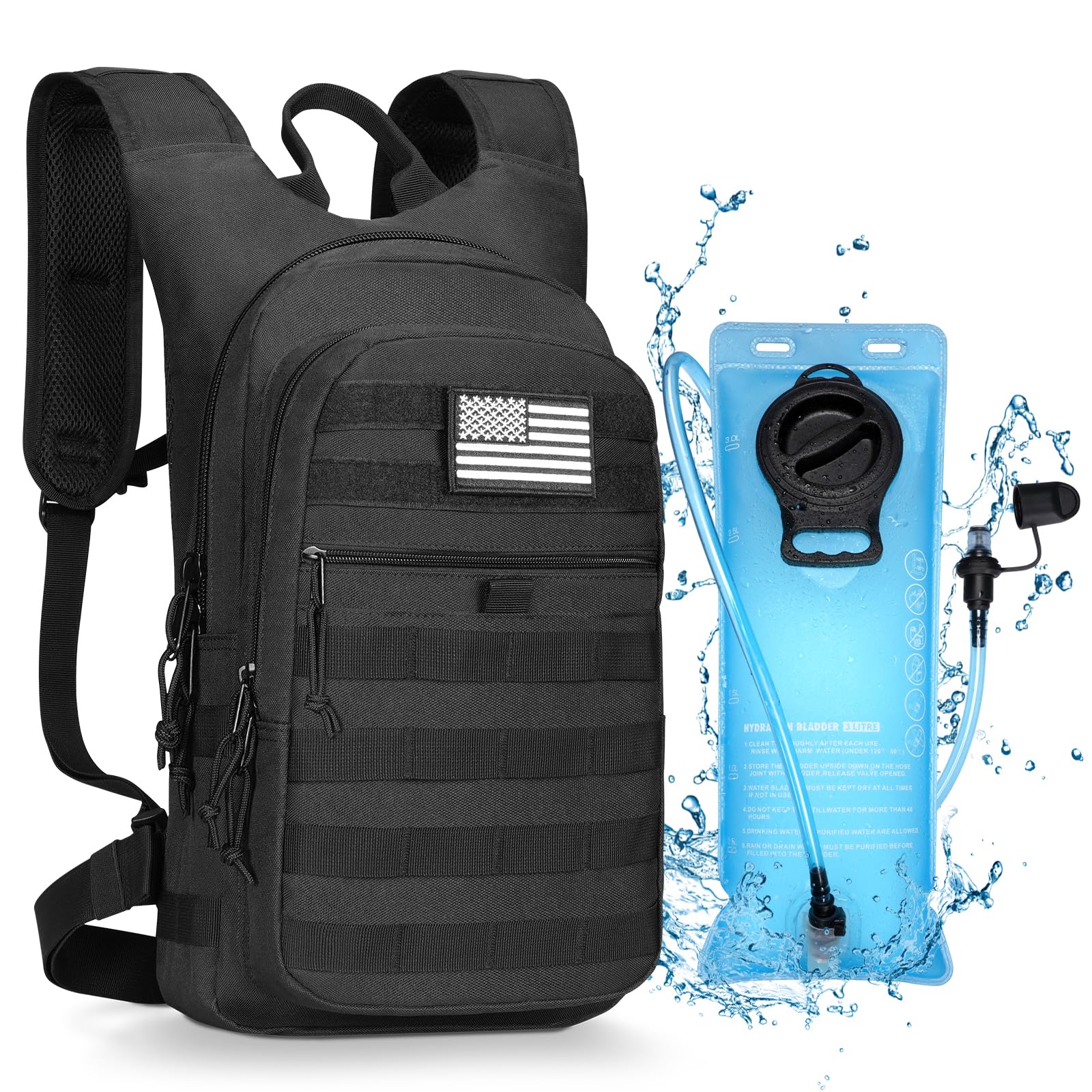 CVLIFE Mochila táctica de hidratación para exteriores, color negro