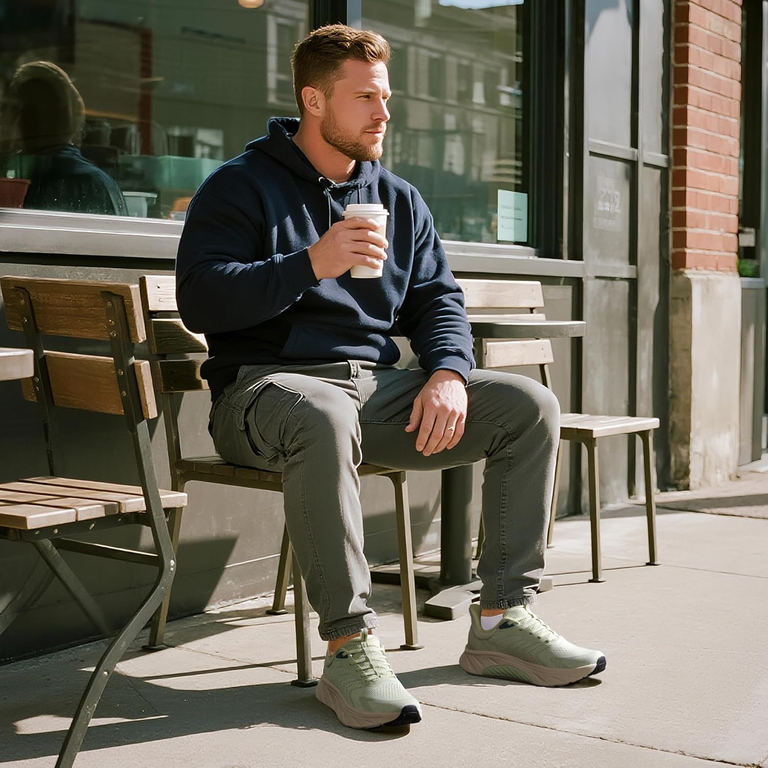 Men's Hands Free Slip On Stability Walking Running Shoes Tennis Non-Slip Comfortable Workout Gym Breathable Lightweight StediBase Fashion Sneakers - Image 2