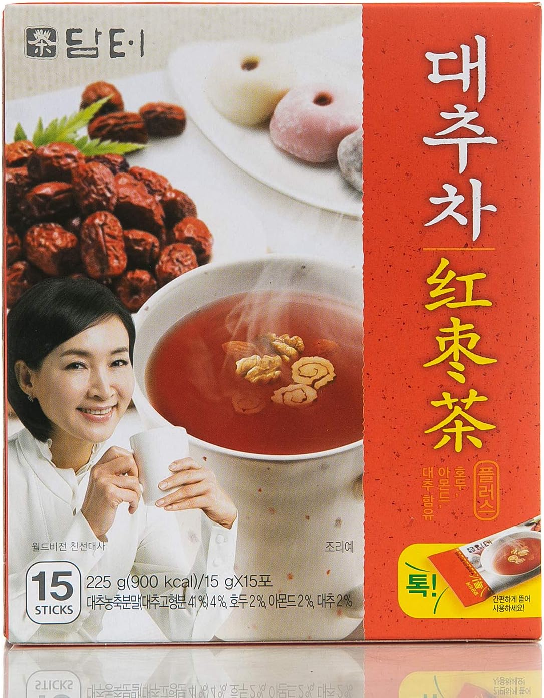 Jujube Tea (Red Date Tea) – Traditional Korean Herbal Blend with Walnuts & Almonds, 15 Sticks