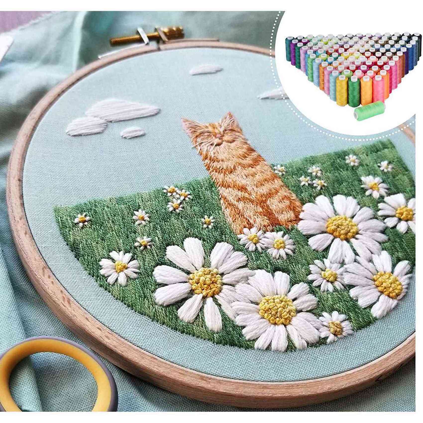 200x Juego de Hilo de Coser 100 Colores 250 Yardas Cada Carrete Kit de Hilo de Poliéster para Coser Una Mano O Una Máquina