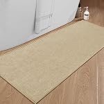 YIHOUSE Bathroom Mat Super Absorbent-Quick Dry Bath Mat-Non Slip Bath Mats for Bathroom-Thin Bathroom Mat Fit Under Door for Bathroom Rug(Beige,17"x24")