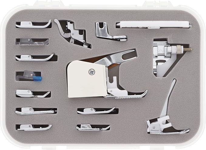 Set de pies prensatelas con pie caminador (15 piezas) para máquinas bordadoras miniatura 5
