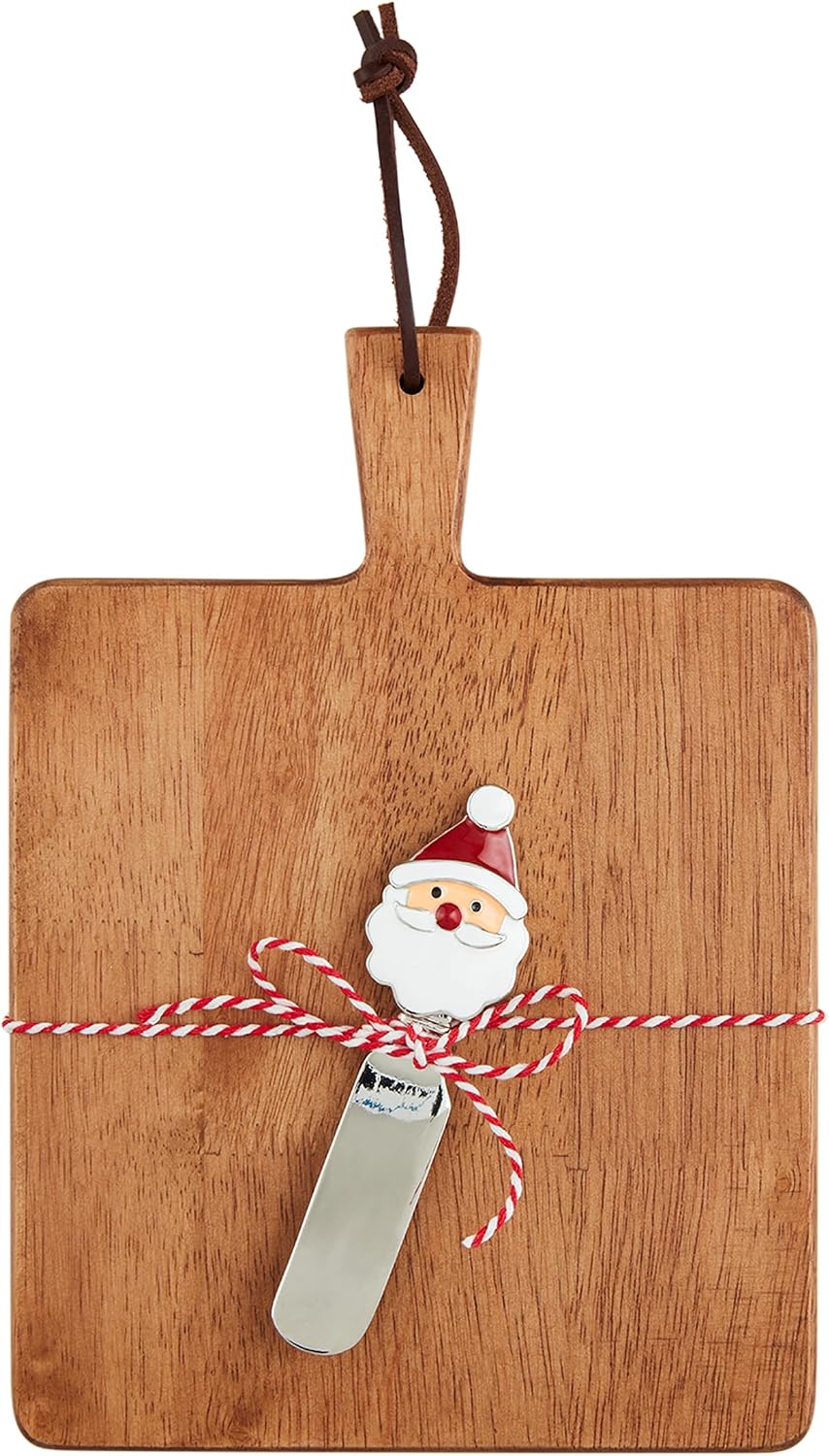 Mud Pie Square Mini Christmas Wood Boards; board 9" x 6 1/2" | spreader 4 3/4"