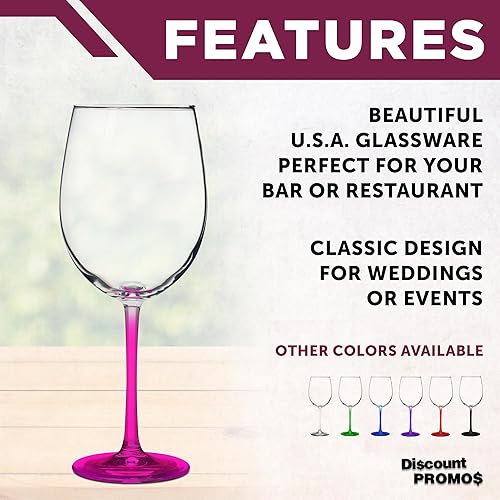 Miniatura 2 de DISCOUNT PROMOS ARC Cachet Copas de vino blanco de 19 onzas, juego de 10, paquete a granel, recuerdos de boda, regalos personalizados, color rosa