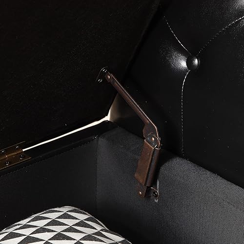 Miniatura 87 de Polibi Banco de almacenamiento para dormitorio, otomana tapizada de terciopelo con diseño de botones armados enrollados, banco largo para ventana de