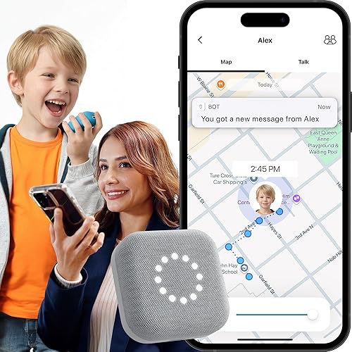 BoT Talk® GPS Tracker para niños con mensajes de voz Walkie-Talkie, apto para la escuela, sin pantalla, alertas de actividad inusual, batería de 7