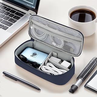 Electronics Accessories Organizer Travel Case with Handle Portable Cable Storage Bag for Charger Adapter Earphones(Blue)