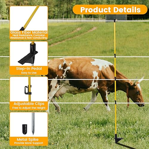 Miniatura 3 de Postes de valla de fibra de vidrio de 45 pulgadas  10 piezas, postes de valla eléctrica, postes de valla eléctrica temporales para césped de jardín