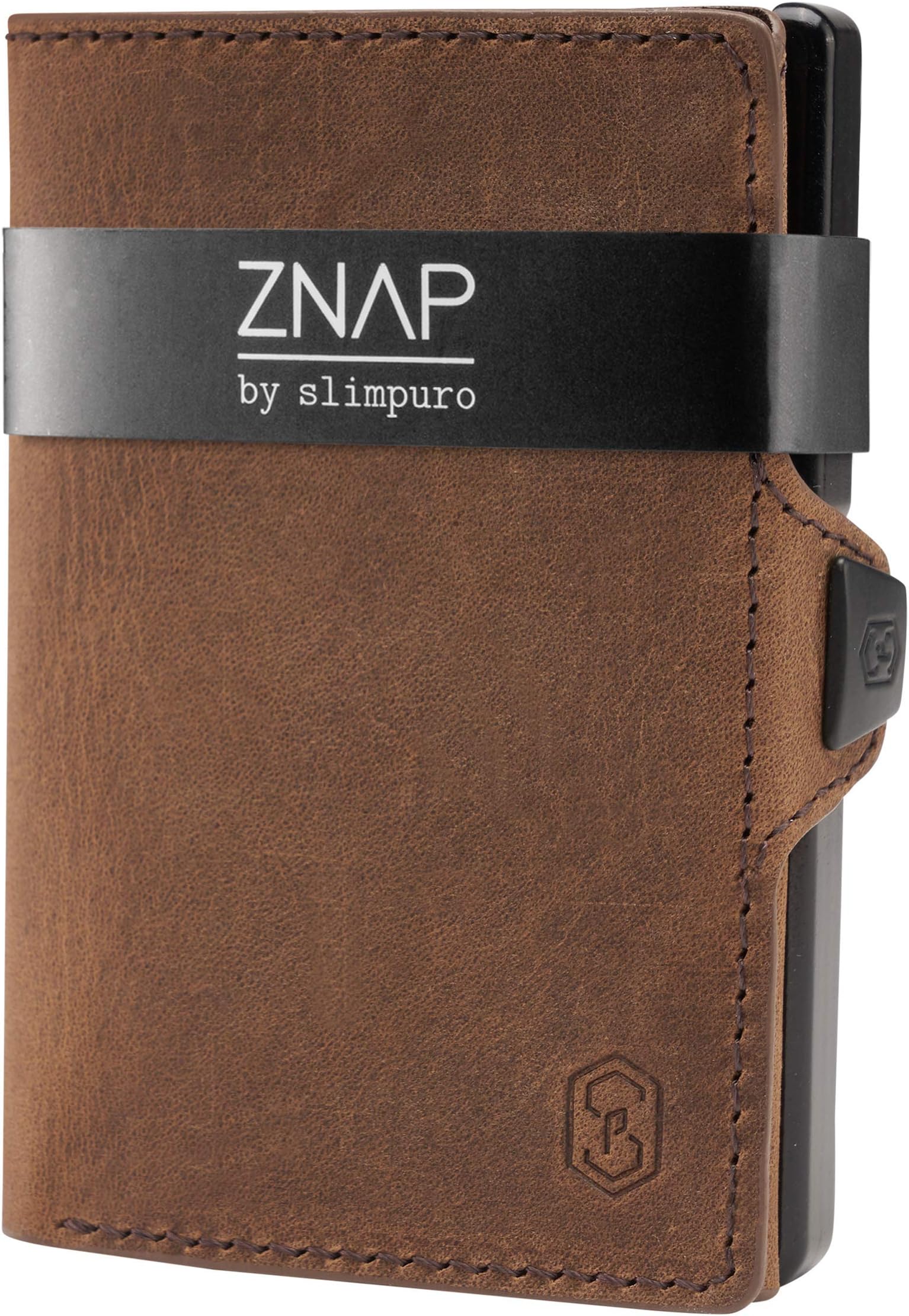 slimpuro ZNAP Credit Card Holder with Aluminium and Coin Compartment, RFID Protection, Slim Carbon Wallet, Card Holder, Credit Card Case, Wallet, up to 12 Cards