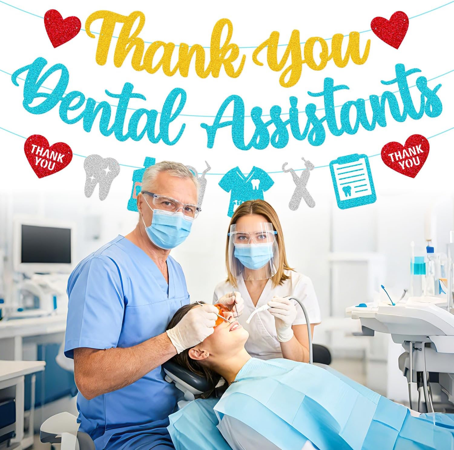 Thank You Dental Assistants Banner Dental Assistant Week Party Decorations for Celebrate Dentist Office Assistant Appreciation Week Party Supplies