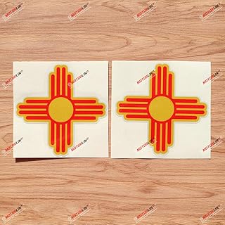 New Mexico State Flag NM Ancient Zia Sun Vinyl Decal Sticker - 2 Pack Reflective, 6 Inches - for Car Boat Laptop