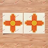 New Mexico State Flag NM Ancient Zia Sun Vinyl Decal Sticker - 2 Pack Reflective, 6 Inches - for Car Boat Laptop