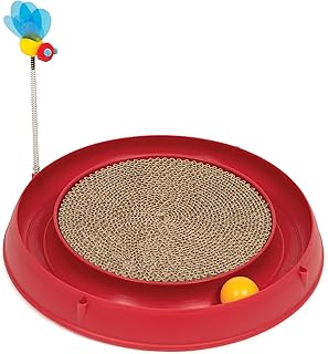 Catit 43000 Play 3 in 1 Circuit Ball Toy with Scratch Pad Red 1 Count (Pack of 1)