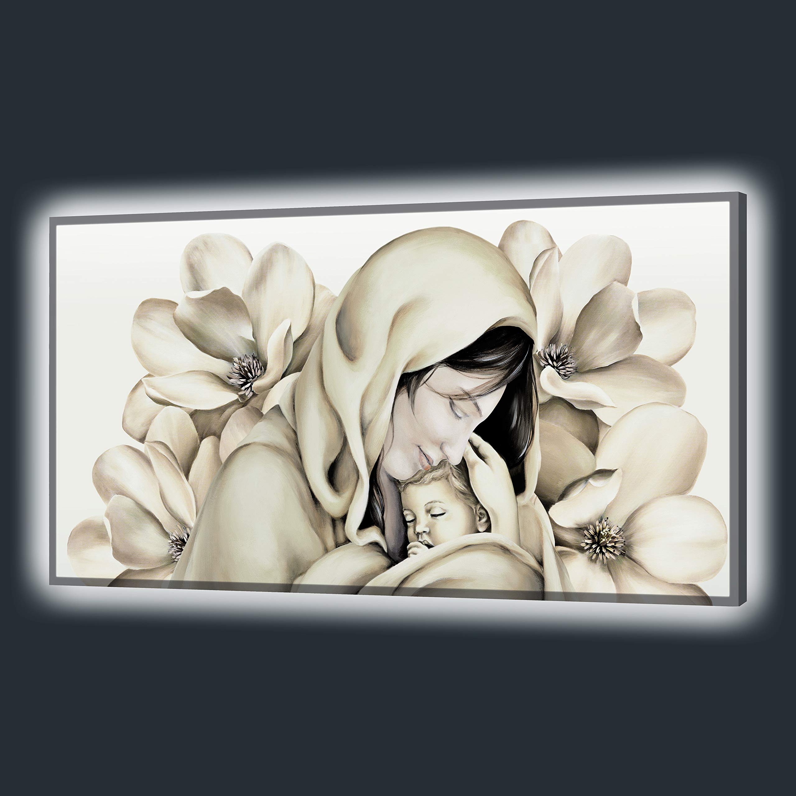 Panneau lumineux décoratif design 140x70 cm, grand luminaire mural fleurs différentes couleurs