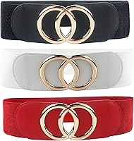 Swtddy Women's Wide Elastic Cinch Waist Belt for Dresses - Stretchy 2.9" Band, Fits 27-45" Waists, Metal Buckle