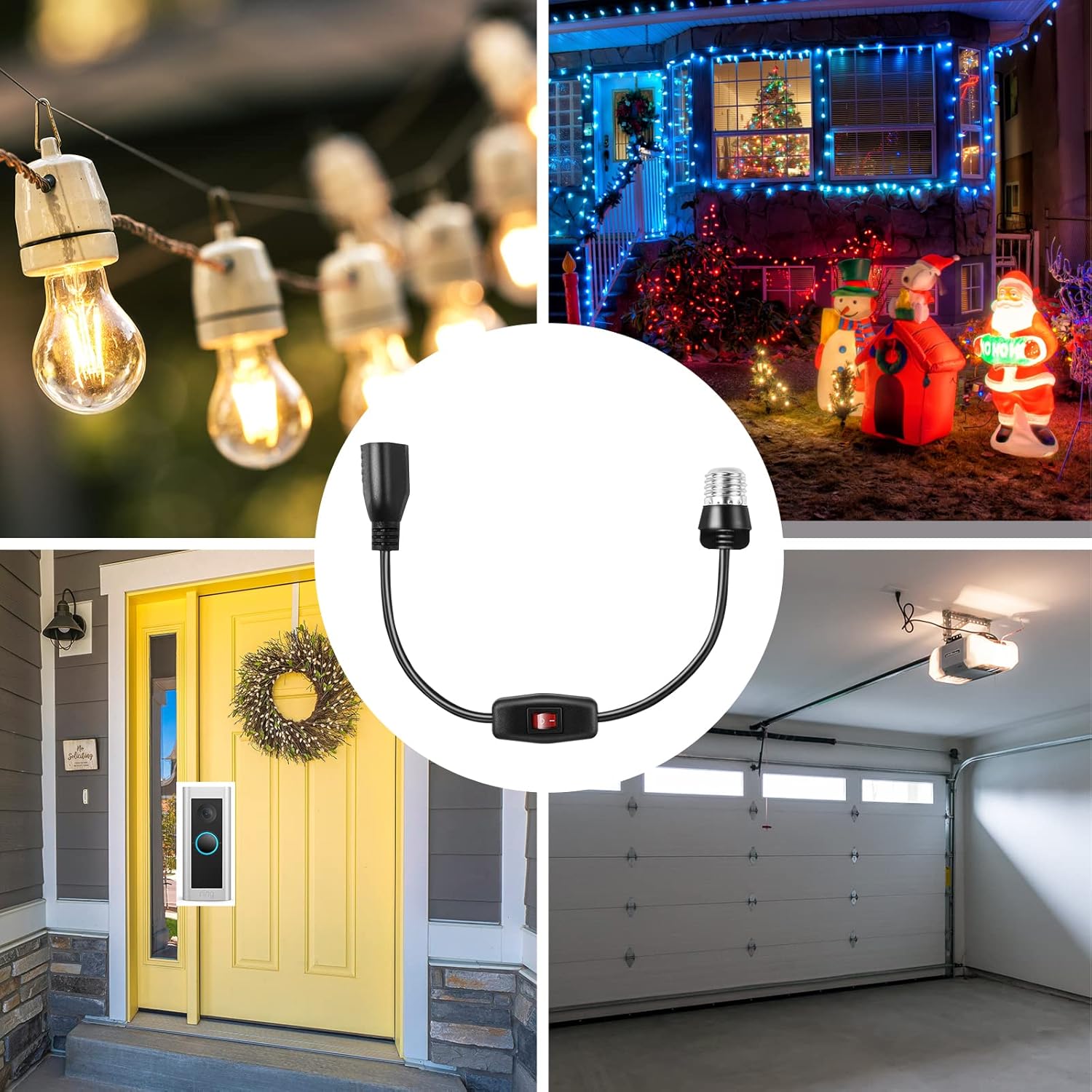 Buy Light Bulb Socket Adapter 3 Prong, Converts E26/E27 Light Socket to