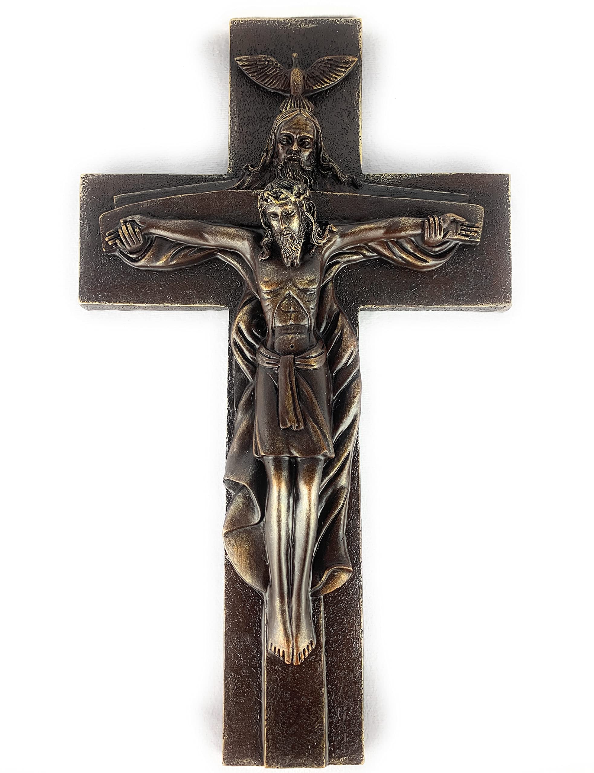 Ain't It Nice C Bronze Ain’t It Nice Jesus Cross Atrio Holy Trinity Triune God Jesus Dove Religious Decoration For Home Hanging On Wall Father Son And Holy Spirit Crucifixion Christian Décor, Bronze 8.5 X 2 X 14.5 Inches