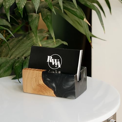 Vista 13 de RWA Luxury Business Card Holder for Desk – Elegant Business Card Organizer for Men Women – Slim Card Display Stand Index Credit Card Holder for