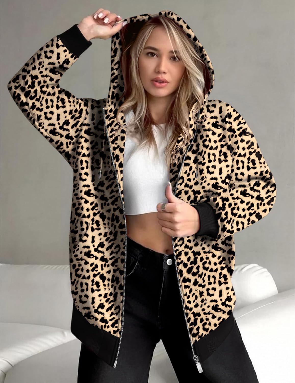 ZEAGOO Hoodies Women Zip Up Hoodie Oversized Sweatshirt Fleece Jackets Spring Fall Winter Coats 2026 Fashion - Image 4