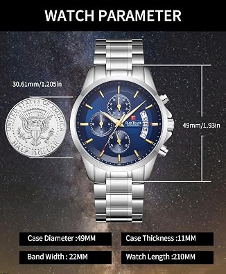 TEARTRACE Watches for Men Luxury Business Fashion Dress Mens Watches Analog Date Chronograph Waterproof Luminous Men's Wrist Watch Relojes para Hombres Christmas Gift for Men Father