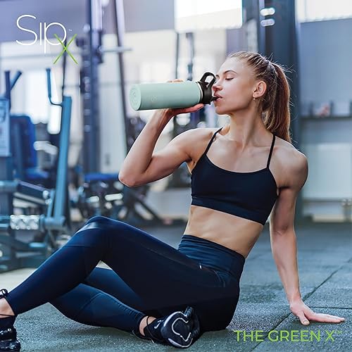 Miniatura 4 de SipX - Botella de agua de acero inoxidable de 18 onzas con triple aislamiento térmico, 3 tapas, reutilizable y sin bisfenol A, mantiene las bebidas