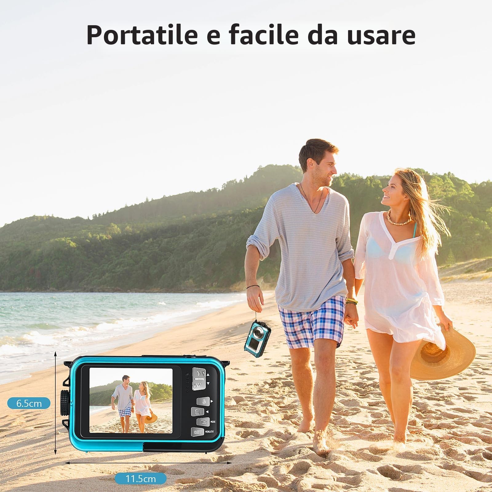 Macchina Fotografica Subcquea, Comius Sharp Fotocamera Subacquea Digitale 10FT 30MP Photo FHD Video 16X Digital Zoom con Scheda di Memoria da 32G per Selfie Subacquei, Nuoto, Immersione