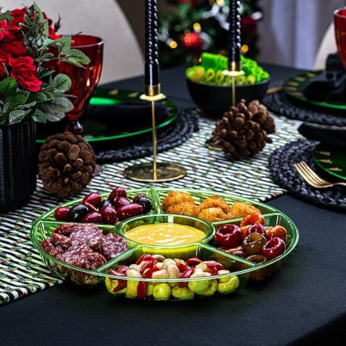 Vista 40 de Plasticpro 6 bandejas seccionales redondas de plástico para servir/platos transparentes, paquete de 2 Claro