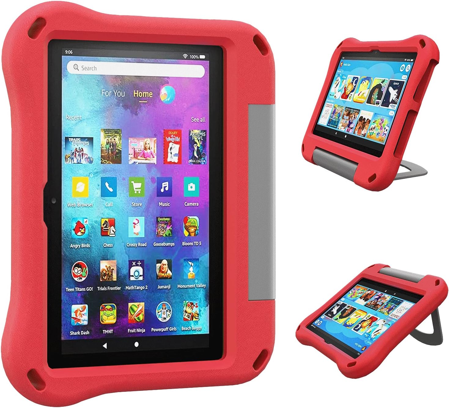 Kids-proof 8 inch Tablet case (12th/10th Generation,2024/2022/2020), 8 inch Tablet Case for Kids- Auorld Lightweit Shockproof Case Cover with Handle Stand for 8 inch Tablet,Not for Samsung Tablet -Red