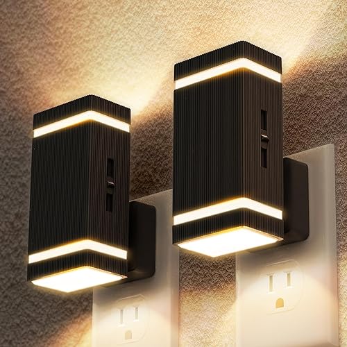 DORESshop Night Lights - Plug in Wall Lights [2 Pack], Dimmable 1W 3000K LED for Bathroom, Bedroom, Kids Room, Stairway