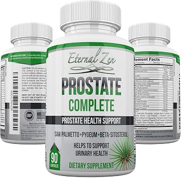 Eternal Zen Prostate Complete Herbal Health Support Supplements for Men, Saw Palmetto Stinging Nettle Pygeum Beta-sitosterol Reishi Shiitake, 90 Count Capsule