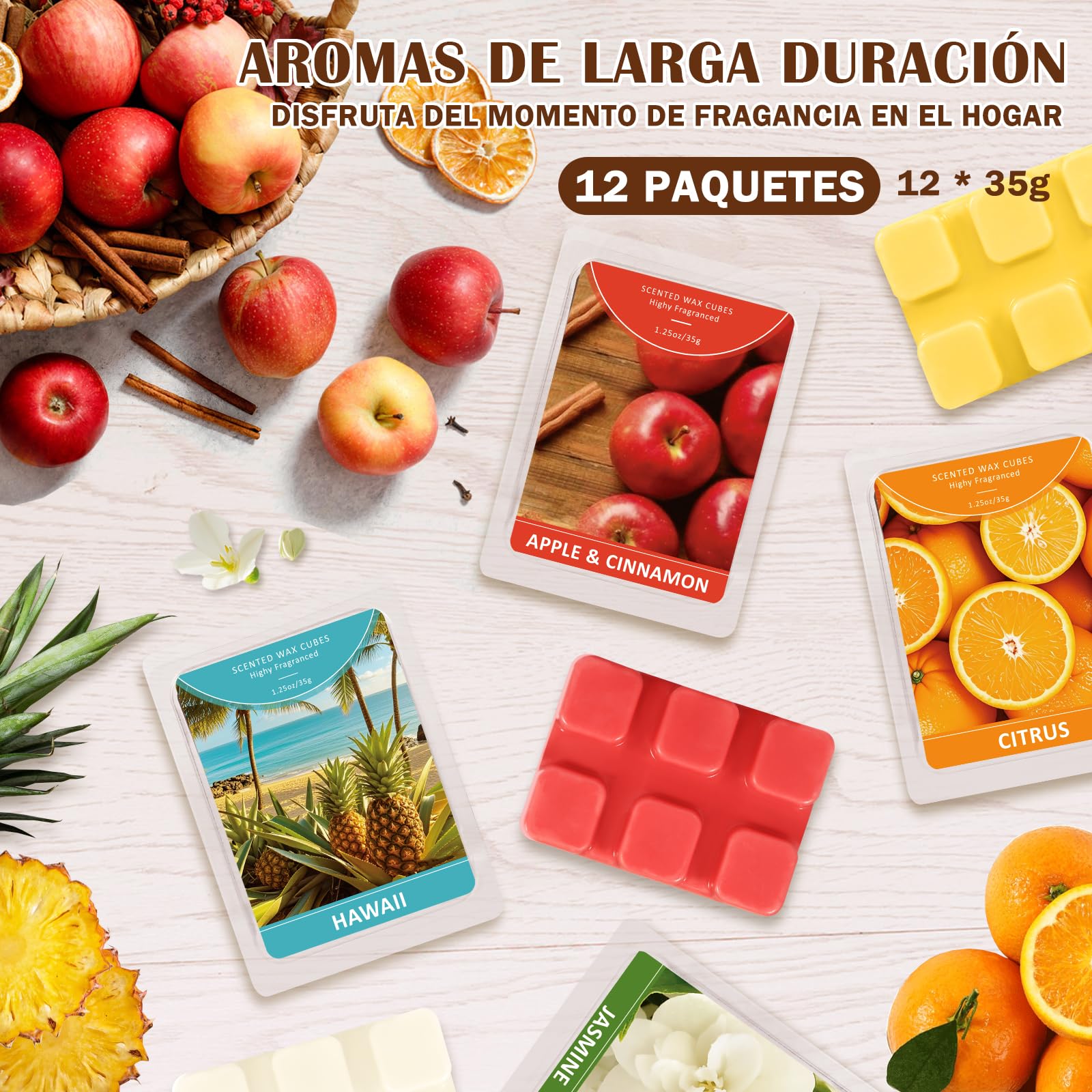 SCENTORINI Set de Cera Perfumada, Cubos de Cera Perfumada para el Hogar, 12 Fragancias, Bloques de 35 g de Cera de Soja Natural con Aceites Esenciales, Regalo Ideal para Hogar y Quemadores