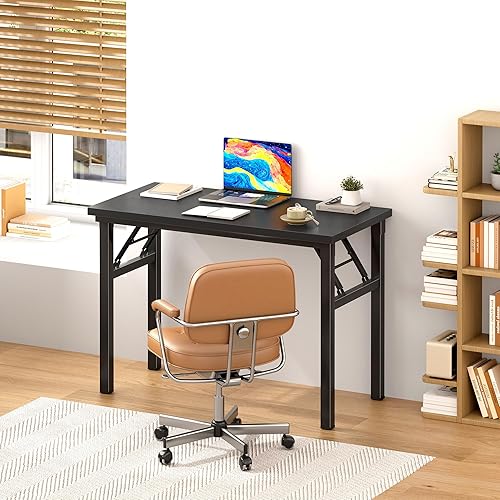 Miniatura 2 de Escritorio plegable de 47 pulgadas sin montaje para espacios pequeños, escritorio plegable resistente para computadora, escritorios funcionales para