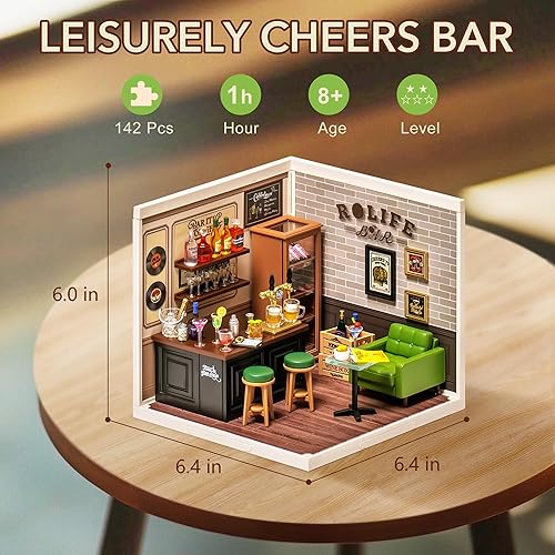 Miniatura 4 de ROBOTIME Kit de casa en miniatura, juego de juguetes de construcción de casas de plástico con LED, kit de fabricación de tienda pequeña, modelo,