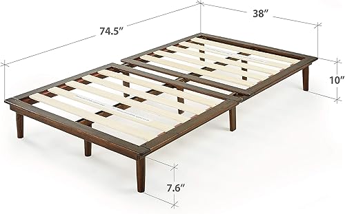Miniatura 10 de ZINUS Bobbie - Base de cama con plataforma de madera de 10 pulgadas base de colchón con soporte de listones de madera resistente madera de acacia