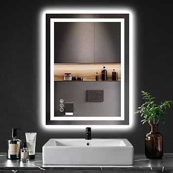 ISKM 24x32 LED Mirror for Bathroom, Front and Back Lit, Anti-Fog, Dimmable
