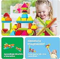 Vista 4 de PicassoTiles Juego de 120 piezas de bloques de construcción entrelazados de erizo, azulejos de construcción, juego de aprendizaje, desarrollo