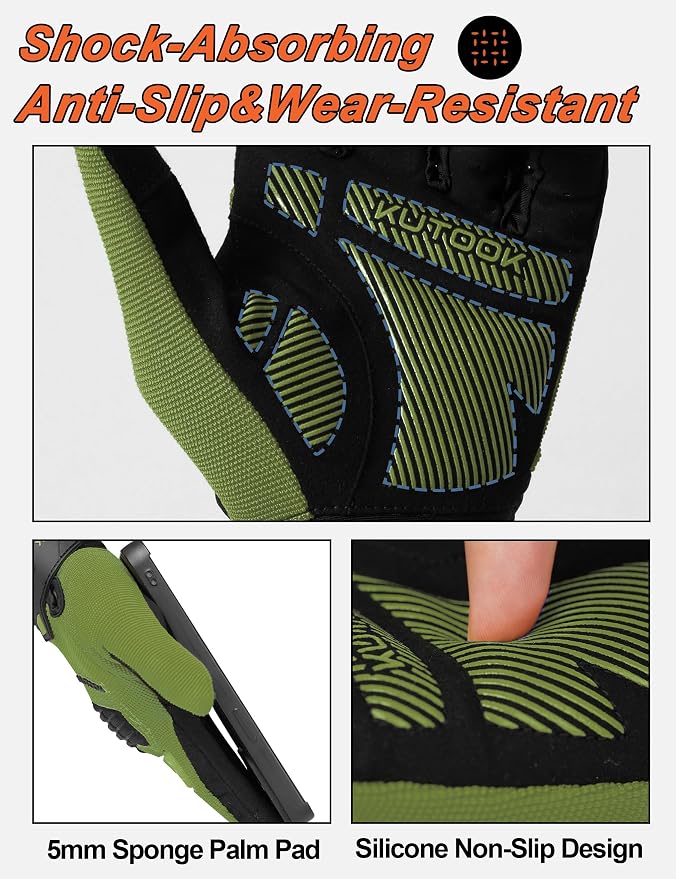 Guantes de ciclismo para hombre KUTOOK talla Large color verde miniatura 3