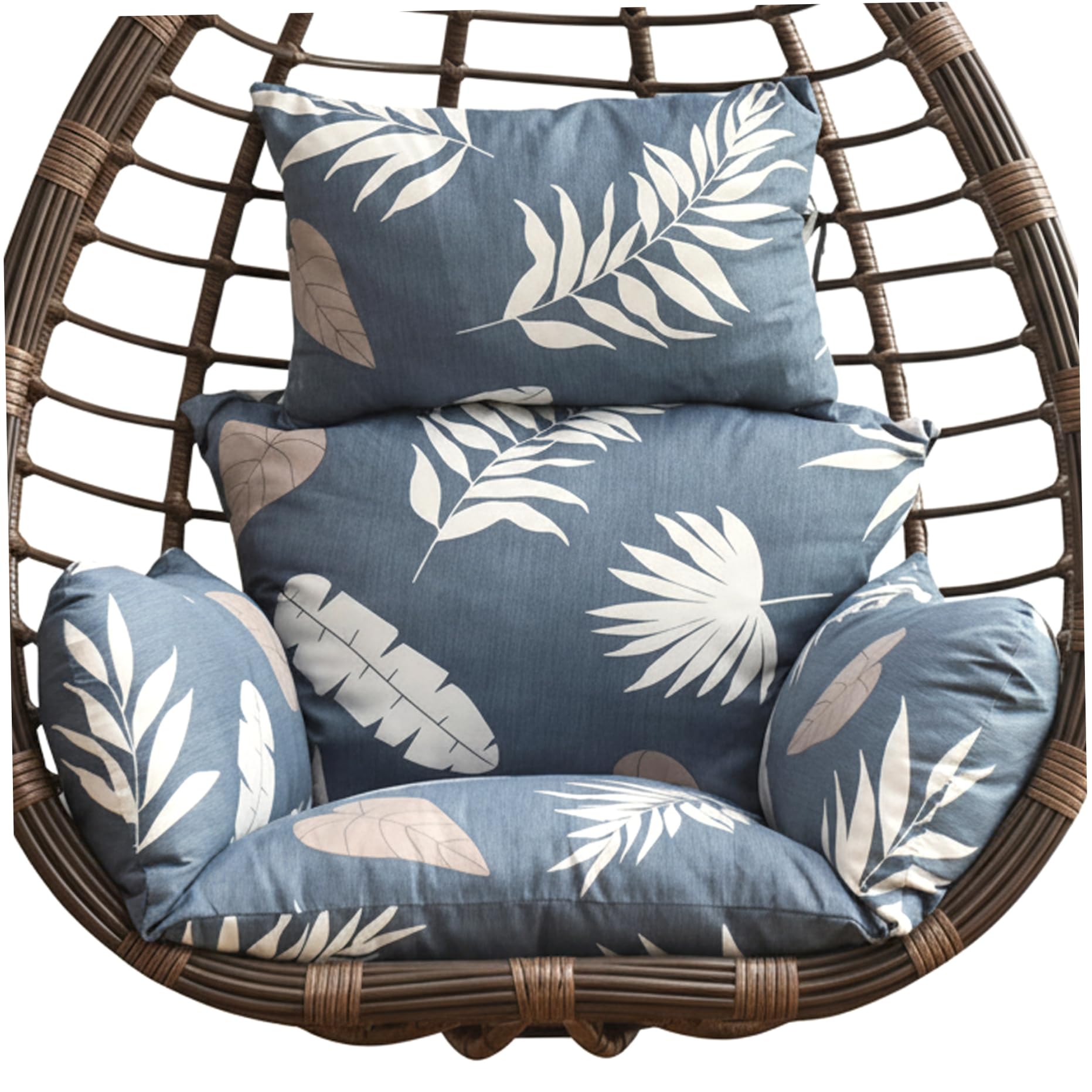 Coussin Chaise en Forme d'œuf de Remplacement Grand Coussin Jardin Floral Lavable