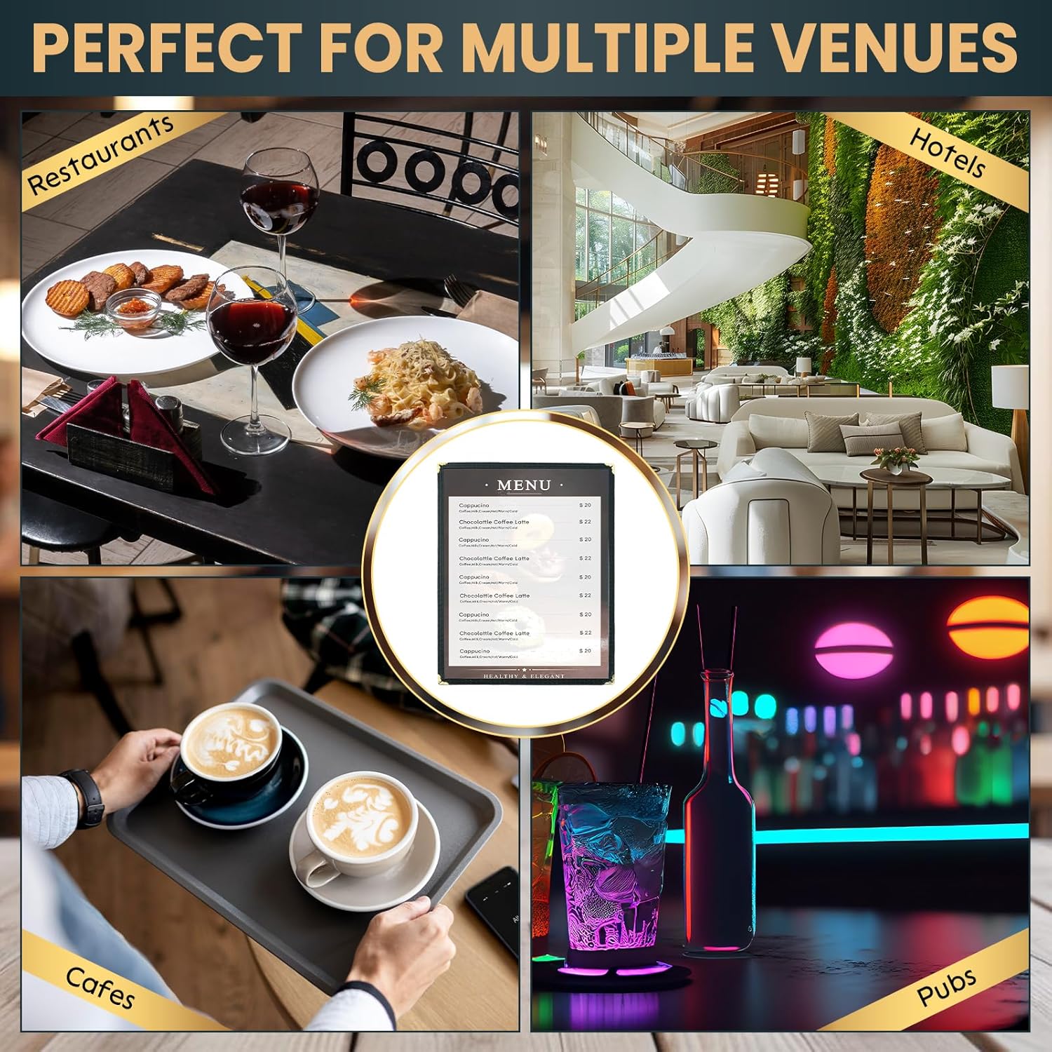 35 Pack 8.5 x 11 Inch 1 Page 2 View Menu Covers, Various Style Menu Sleeves Clear View Menu Holder for Kitchen, Restaurant Supplies, Drink, Wine Menu (1 Page 2 View)