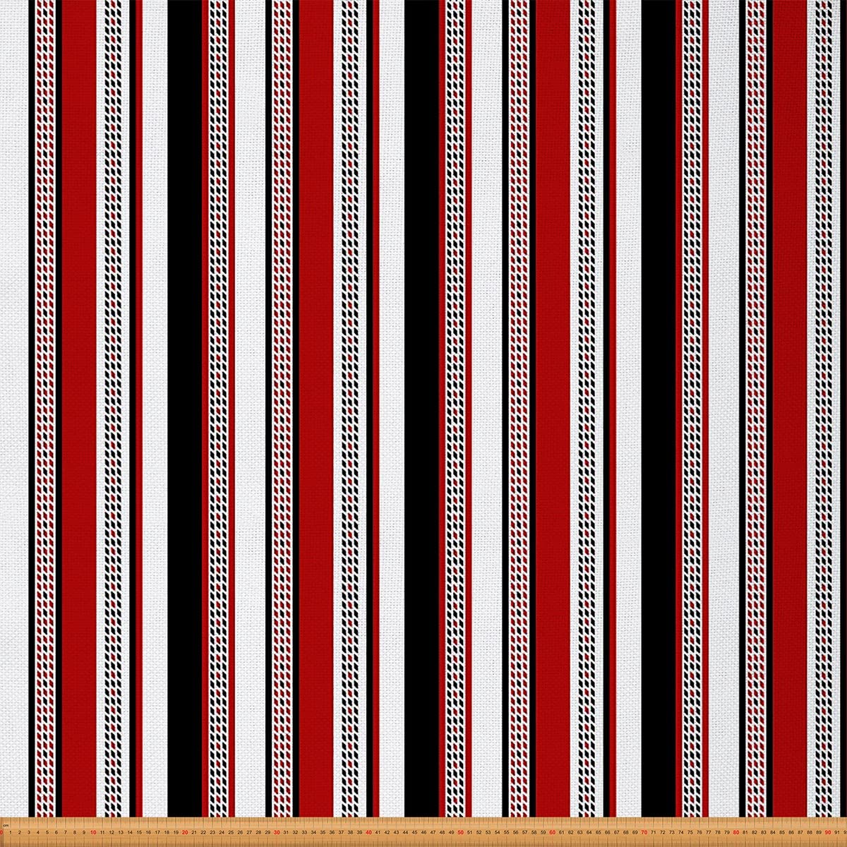 Geometric Stripes Fabric by The Yard,Black Red Retro Simple Style Upholstery Fabric for Chairs,Abstract Striped Lines Waterproof Outdoor Fabric,10 Yards,(L920*W150cm) White