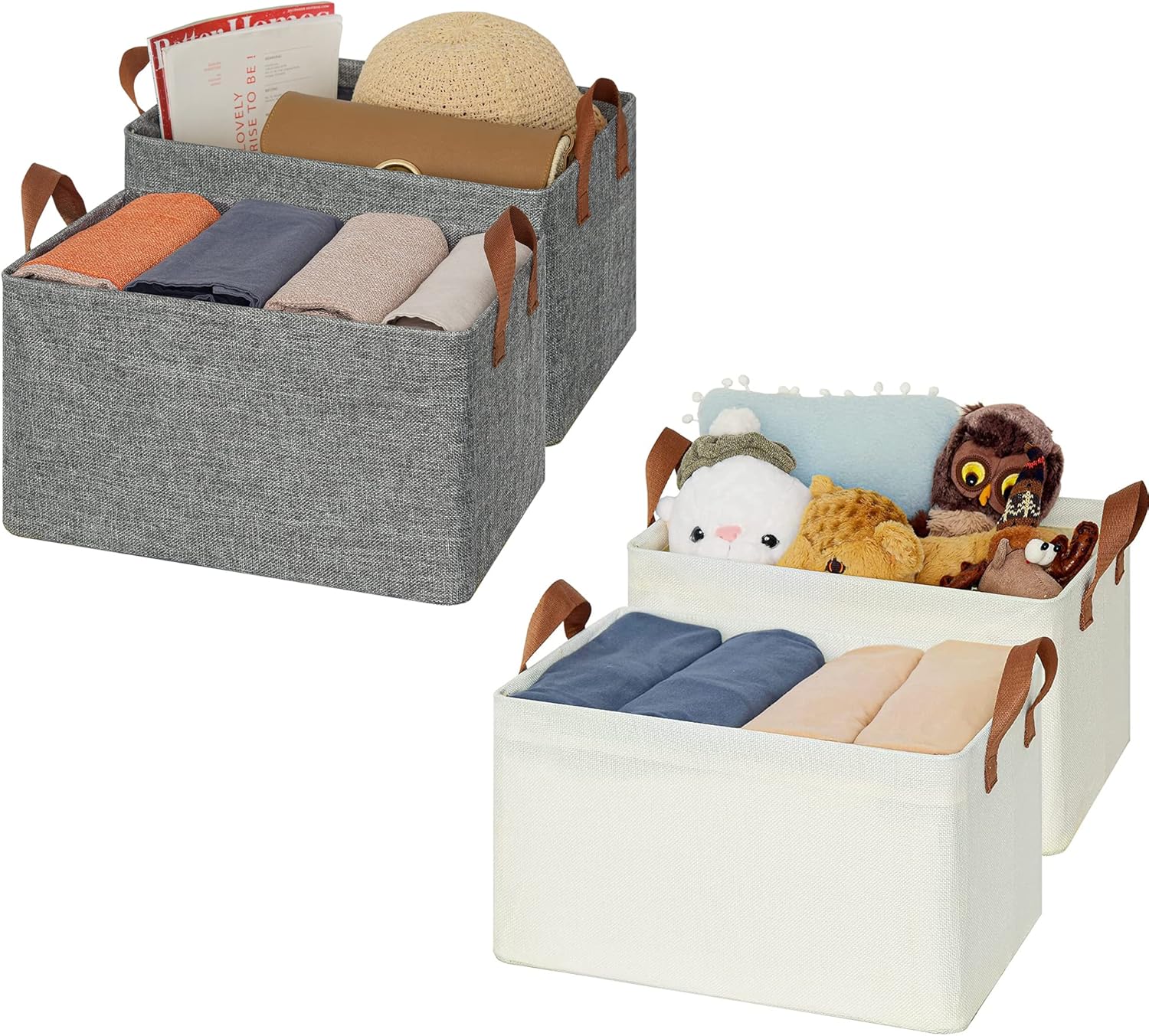 GRANNY SAYS Bundle of 2-Pack Rectangle Lidless Storage Bins & 2-Pack Linen Closet Organizers